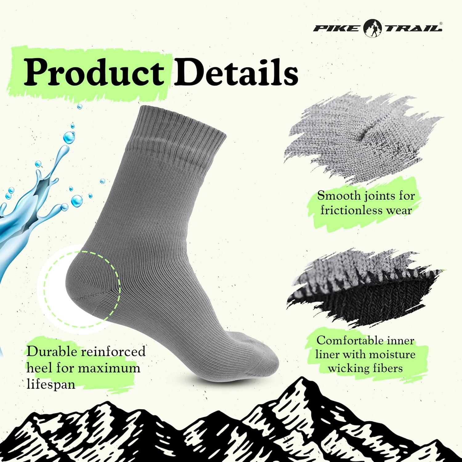 imagePike Trail Breathable Waterproof Socks Ideal Hiking Trekking Wading Fishing and Camping EssentialsBlack