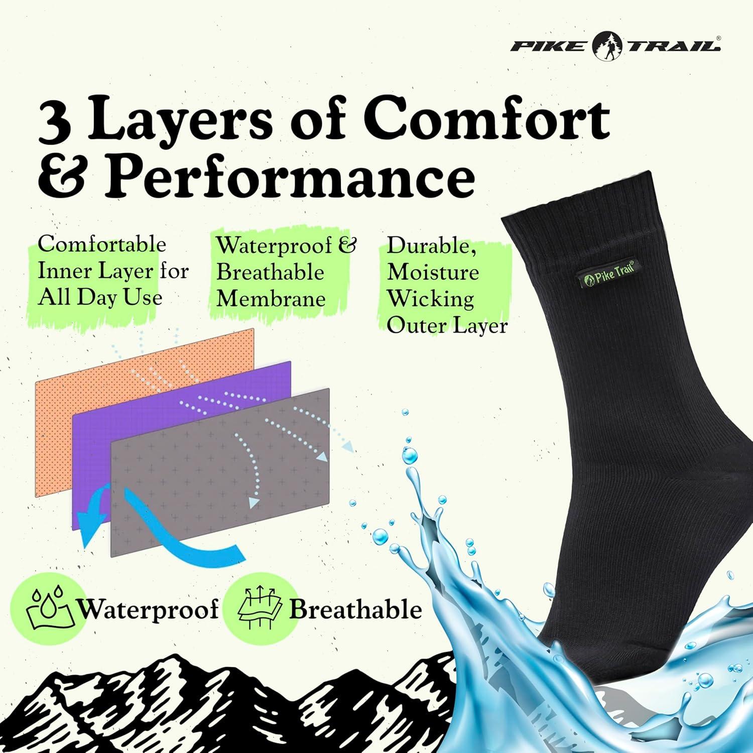 imagePike Trail Breathable Waterproof Socks Ideal Hiking Trekking Wading Fishing and Camping EssentialsOvercast Grey