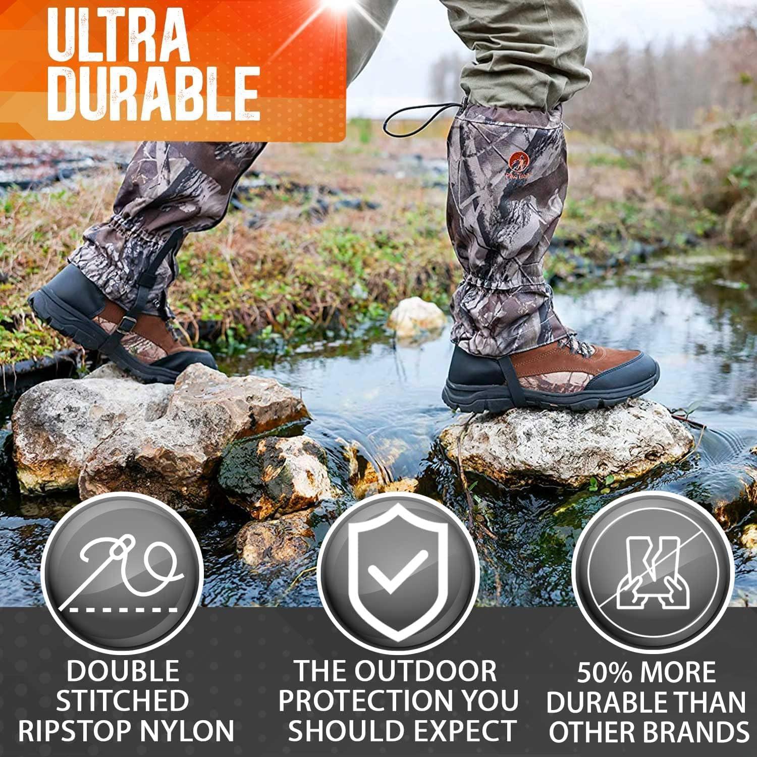 imagePike Trail Adjustable Leg Gaiters Lightweight Waterproof Leg Guards for Men ampamp Women Hiking Essentials Ideal for Hunting Trekking ampamp Fishing 1 PairNeon Green