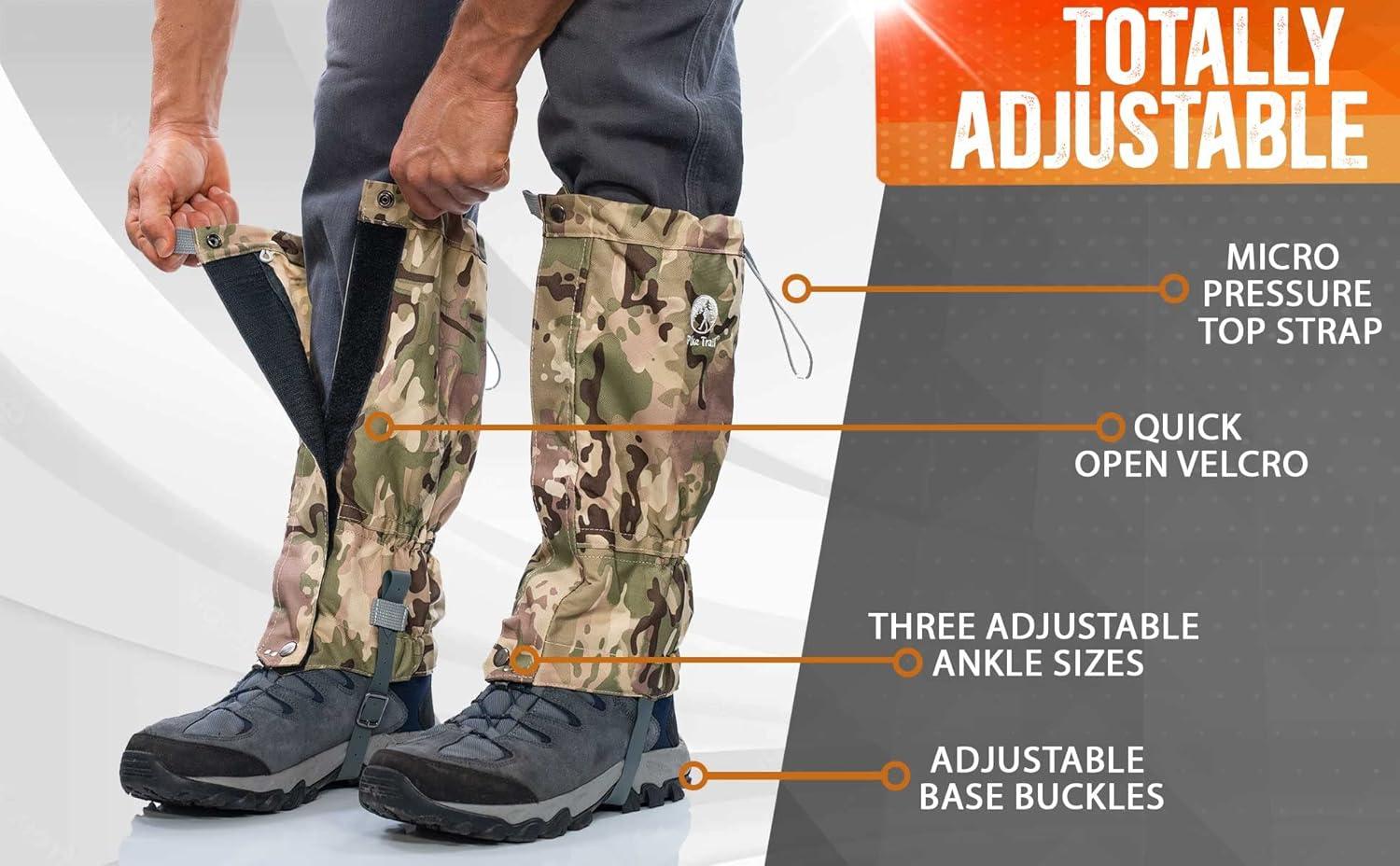 imagePike Trail Adjustable Leg Gaiters Lightweight Waterproof Leg Guards for Men ampamp Women Hiking Essentials Ideal for Hunting Trekking ampamp Fishing 1 PairNeon Green