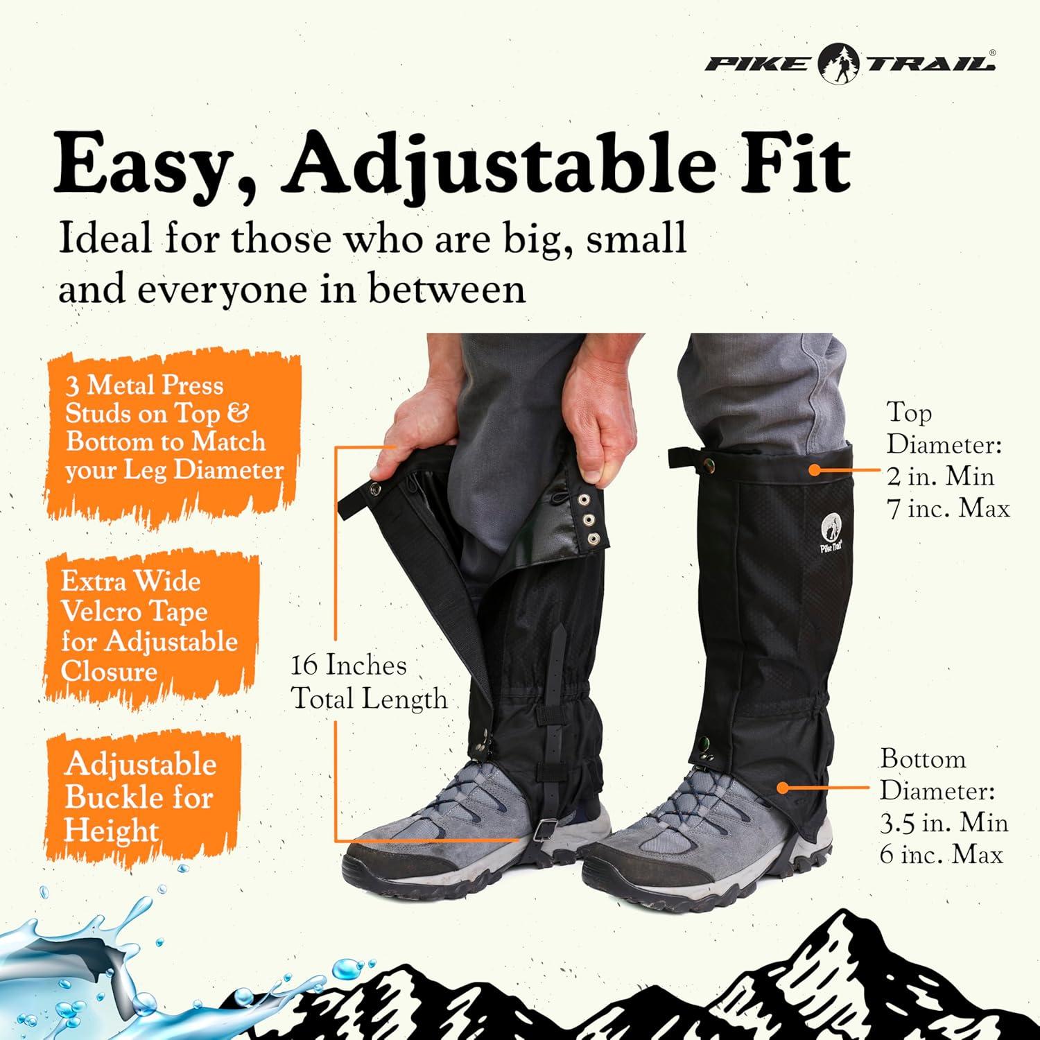imagePike Trail Adjustable Leg Gaiters Lightweight Waterproof Leg Guards for Men ampamp Women Hiking Essentials Ideal for Hunting Trekking ampamp Fishing 1 PairMidnight Blue