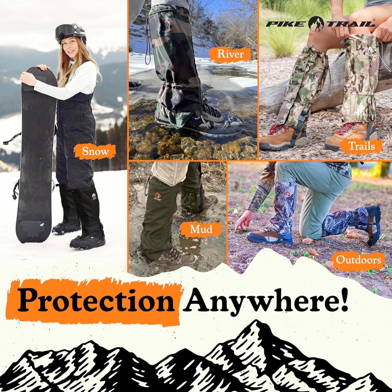 imagePike Trail Adjustable Leg Gaiters Lightweight Waterproof Leg Guards for Men ampamp Women Hiking Essentials Ideal for Hunting Trekking ampamp Fishing 1 PairCoyote