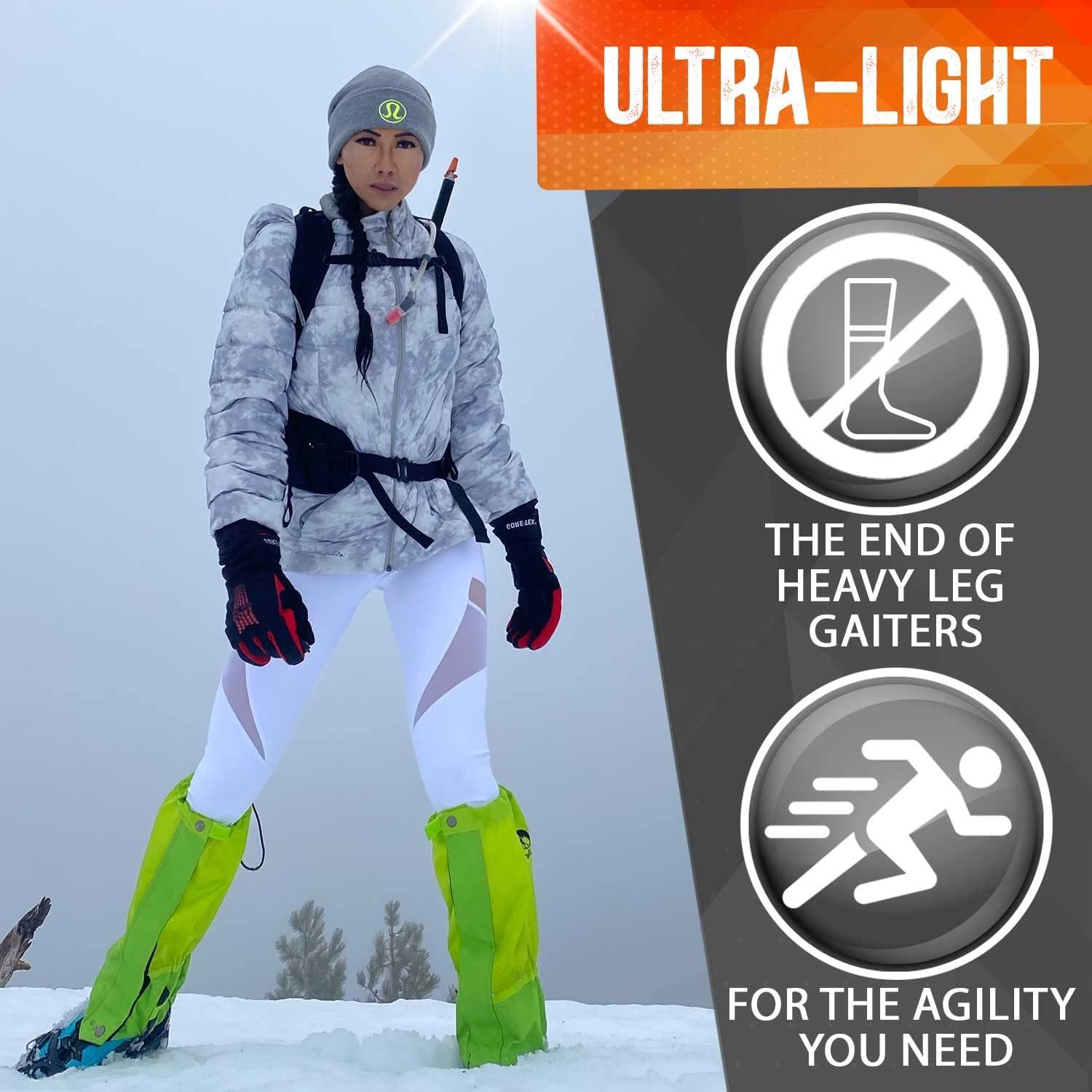 imagePike Trail Adjustable Leg Gaiters Lightweight Waterproof Leg Guards for Men ampamp Women Hiking Essentials Ideal for Hunting Trekking ampamp Fishing 1 PairNeon Green