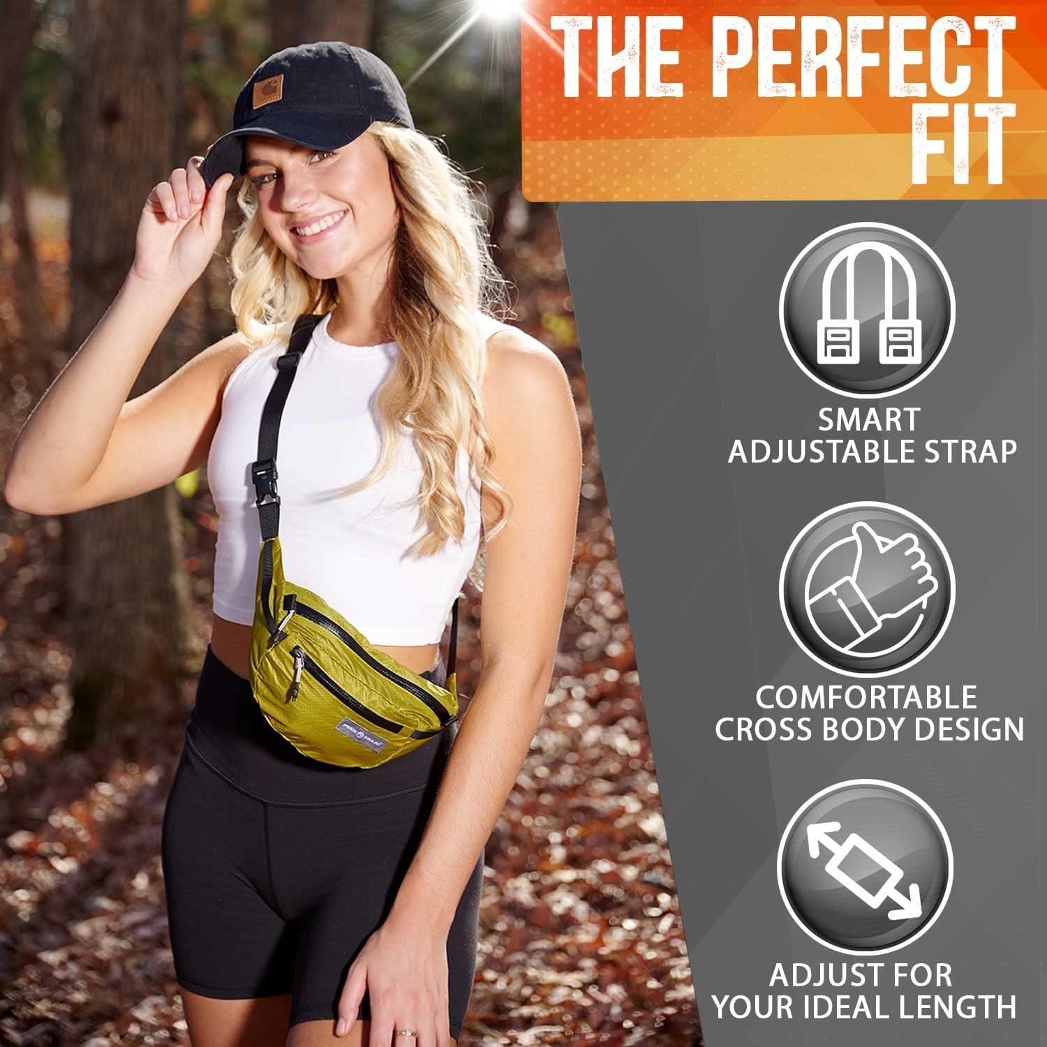 imagePike Trail Fanny Pack Crossbody Belt Bag for Women and Men Sling Design for Waist or Chest Ideal for Running Travel Hiking Dog Walking and More Heavy Duty Bum BagMantis