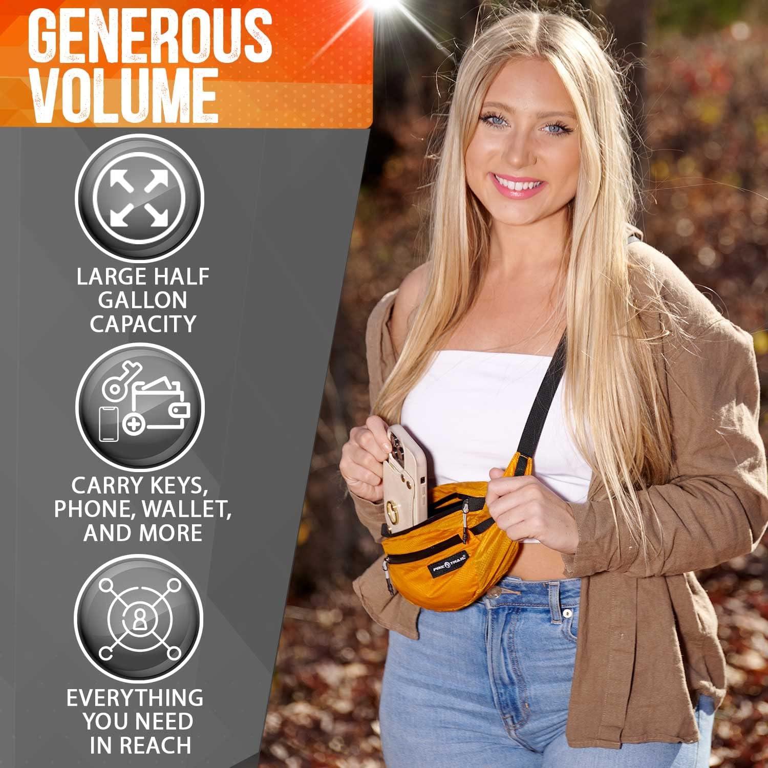 imagePike Trail Fanny Pack Crossbody Belt Bag for Women and Men Sling Design for Waist or Chest Ideal for Running Travel Hiking Dog Walking and More Heavy Duty Bum BagFlame