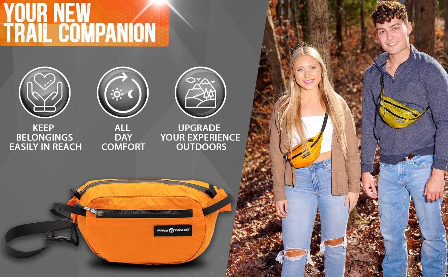 imagePike Trail Fanny Pack Crossbody Belt Bag for Women and Men Sling Design for Waist or Chest Ideal for Running Travel Hiking Dog Walking and More Heavy Duty Bum BagFlame