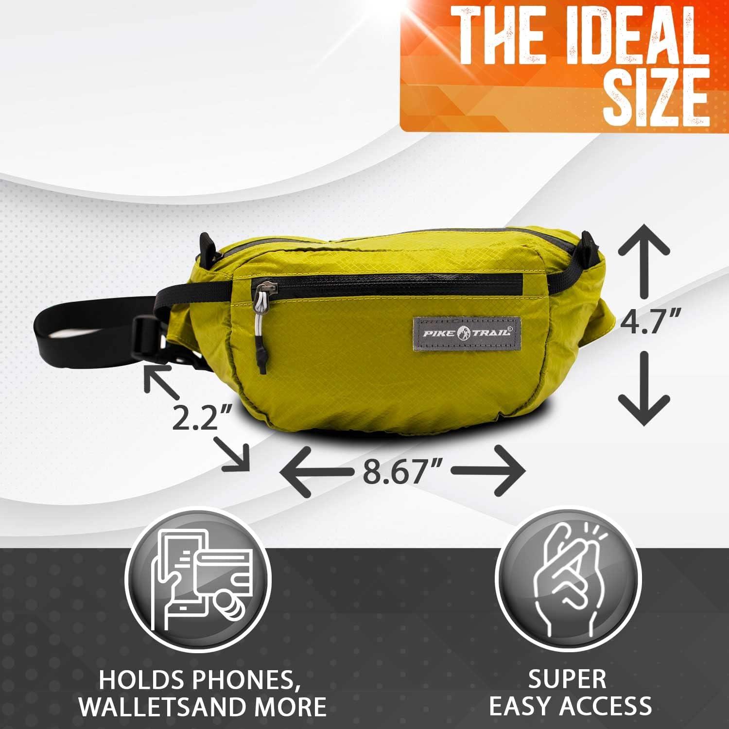 imagePike Trail Fanny Pack Crossbody Belt Bag for Women and Men Sling Design for Waist or Chest Ideal for Running Travel Hiking Dog Walking and More Heavy Duty Bum BagFlame