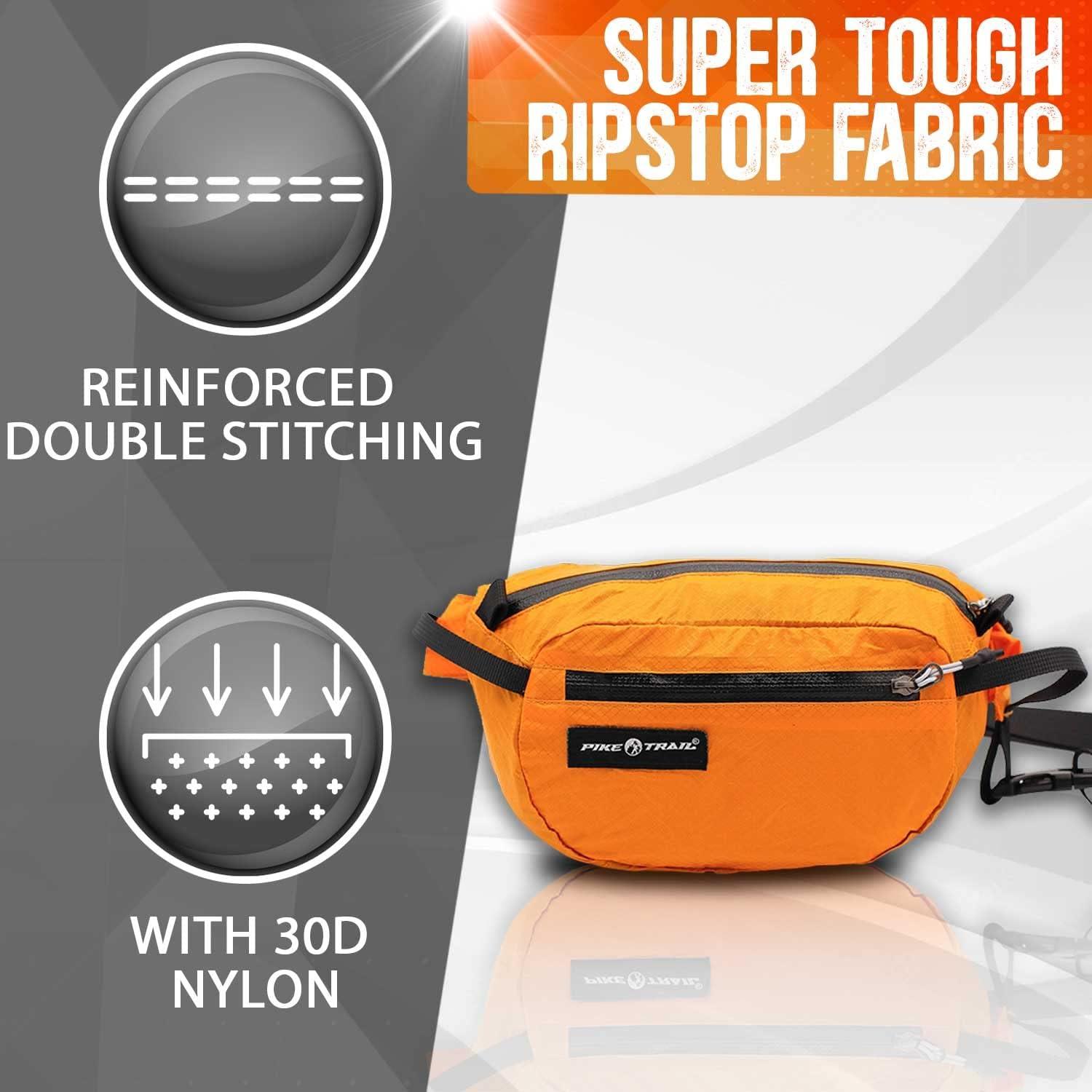 imagePike Trail Fanny Pack Crossbody Belt Bag for Women and Men Sling Design for Waist or Chest Ideal for Running Travel Hiking Dog Walking and More Heavy Duty Bum BagFlame