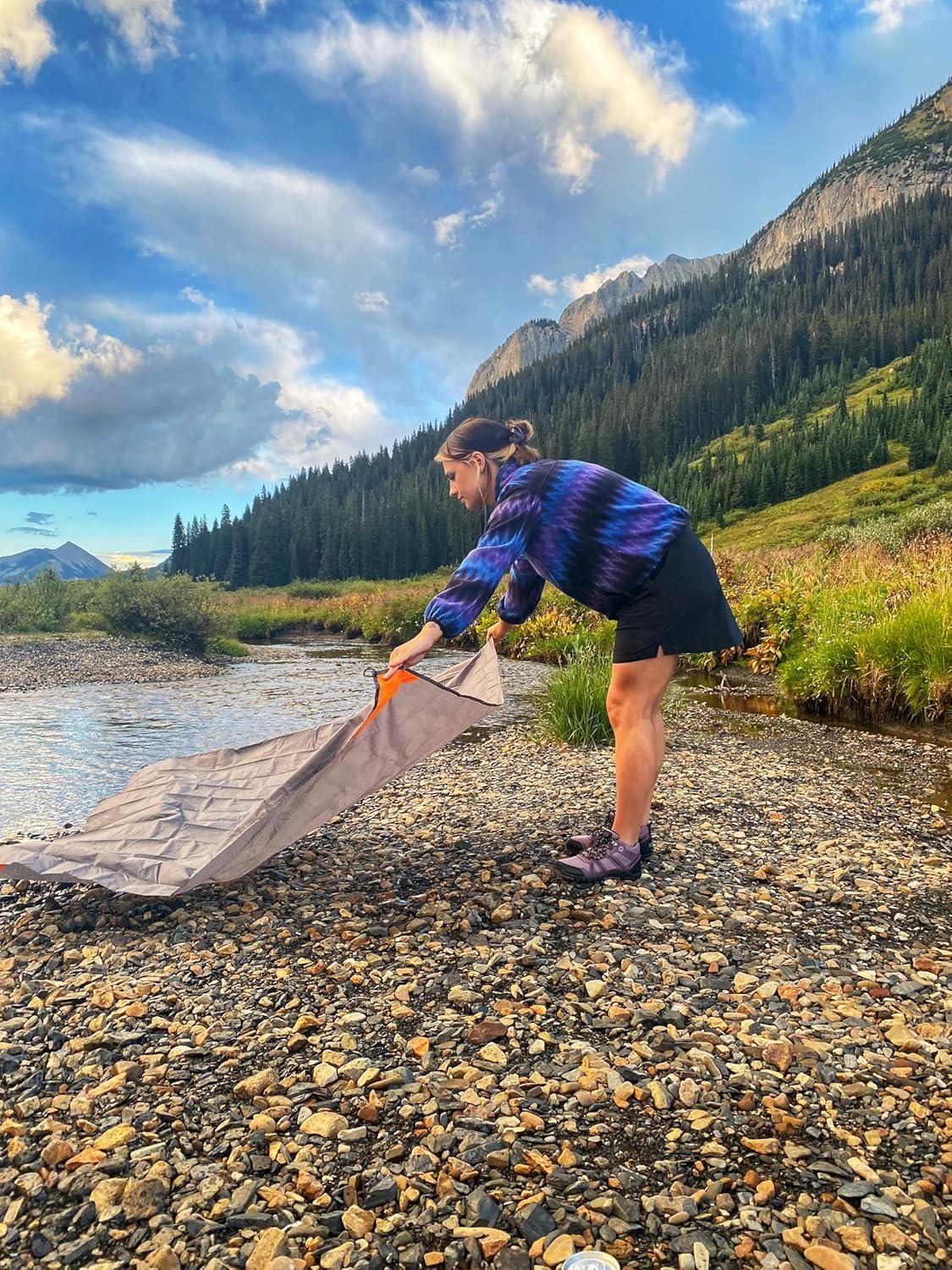 imagePike Trail Pocket Beach Blanket 60 in X 56 in Lightweight Sand Proof Picnic Blankets Compact Outdoor Blankets Waterproof Pocket Blanket for Hiking Camping Picnics Travel and Beach TripsMetallic Blue