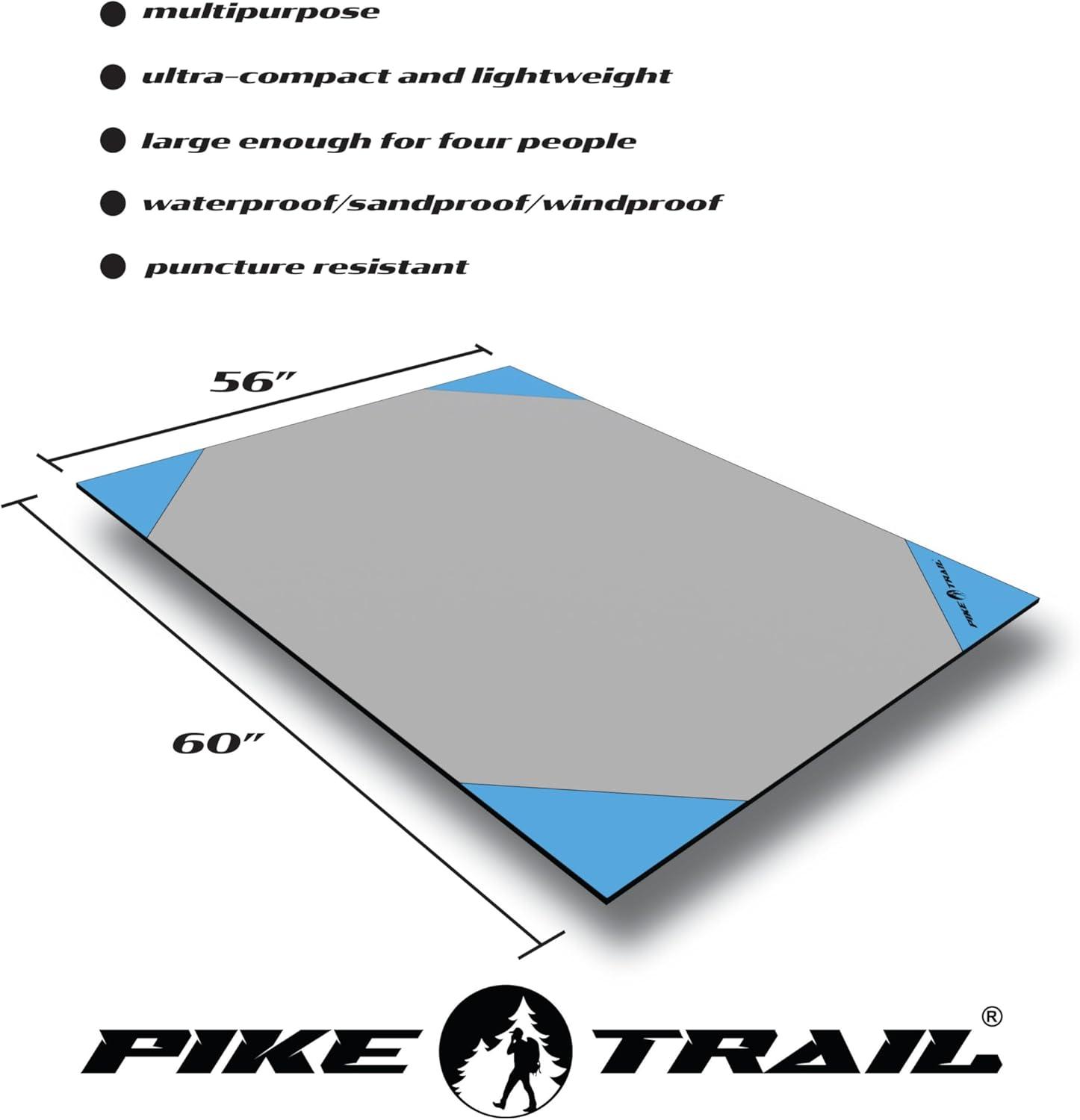 imagePike Trail Pocket Beach Blanket 60 in X 56 in Lightweight Sand Proof Picnic Blankets Compact Outdoor Blankets Waterproof Pocket Blanket for Hiking Camping Picnics Travel and Beach TripsMetallic Blue