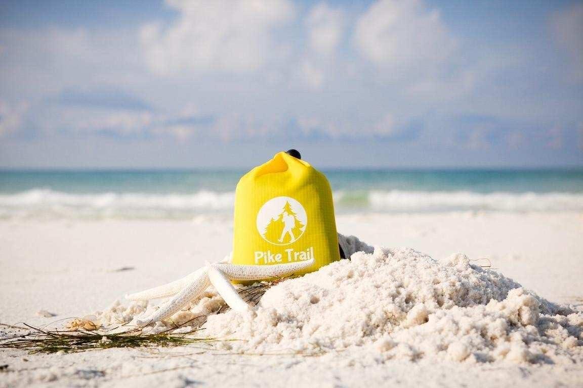 imagePike Trail Pocket Beach Blanket 60 in X 56 in Lightweight Sand Proof Picnic Blankets Compact Outdoor Blankets Waterproof Pocket Blanket for Hiking Camping Picnics Travel and Beach TripsBlueYellow