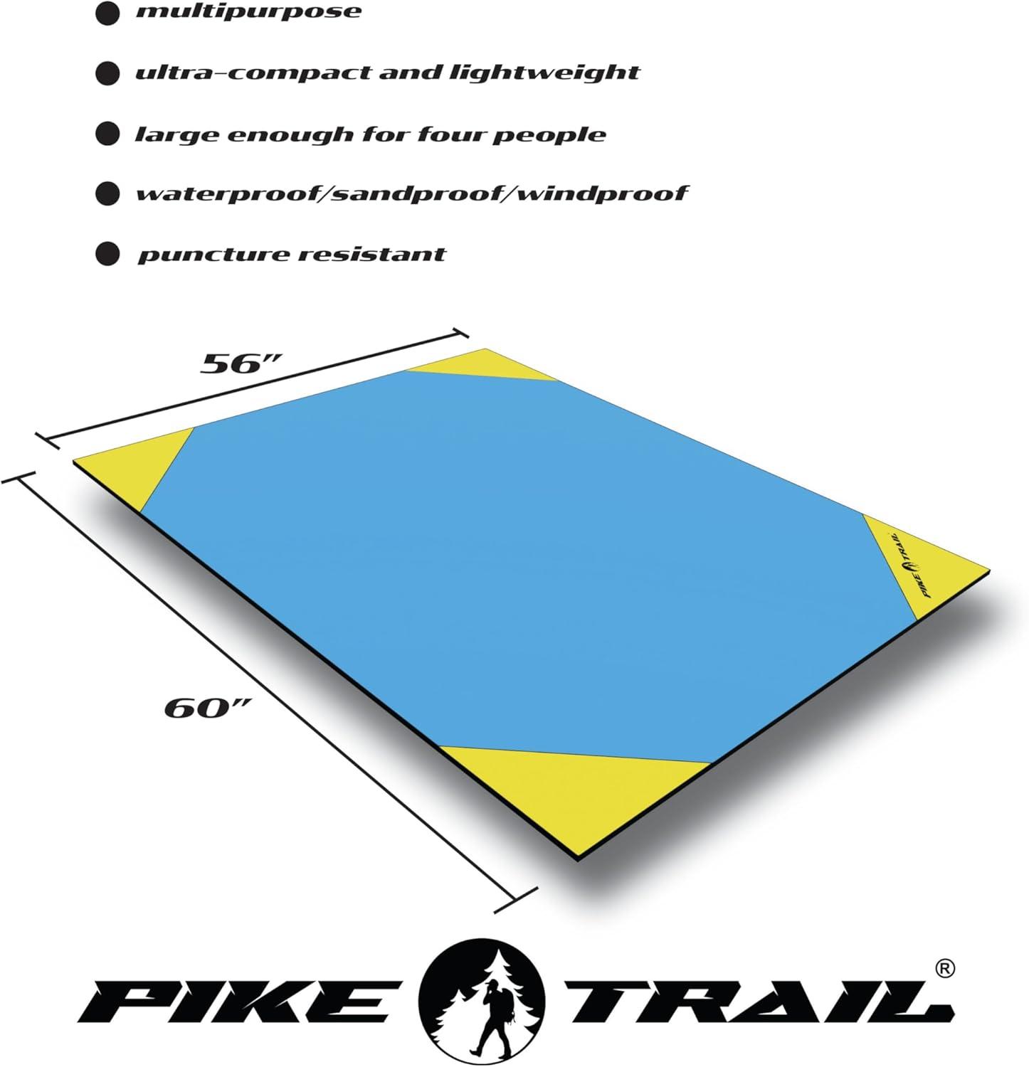 imagePike Trail Pocket Beach Blanket 60 in X 56 in Lightweight Sand Proof Picnic Blankets Compact Outdoor Blankets Waterproof Pocket Blanket for Hiking Camping Picnics Travel and Beach TripsBlueYellow