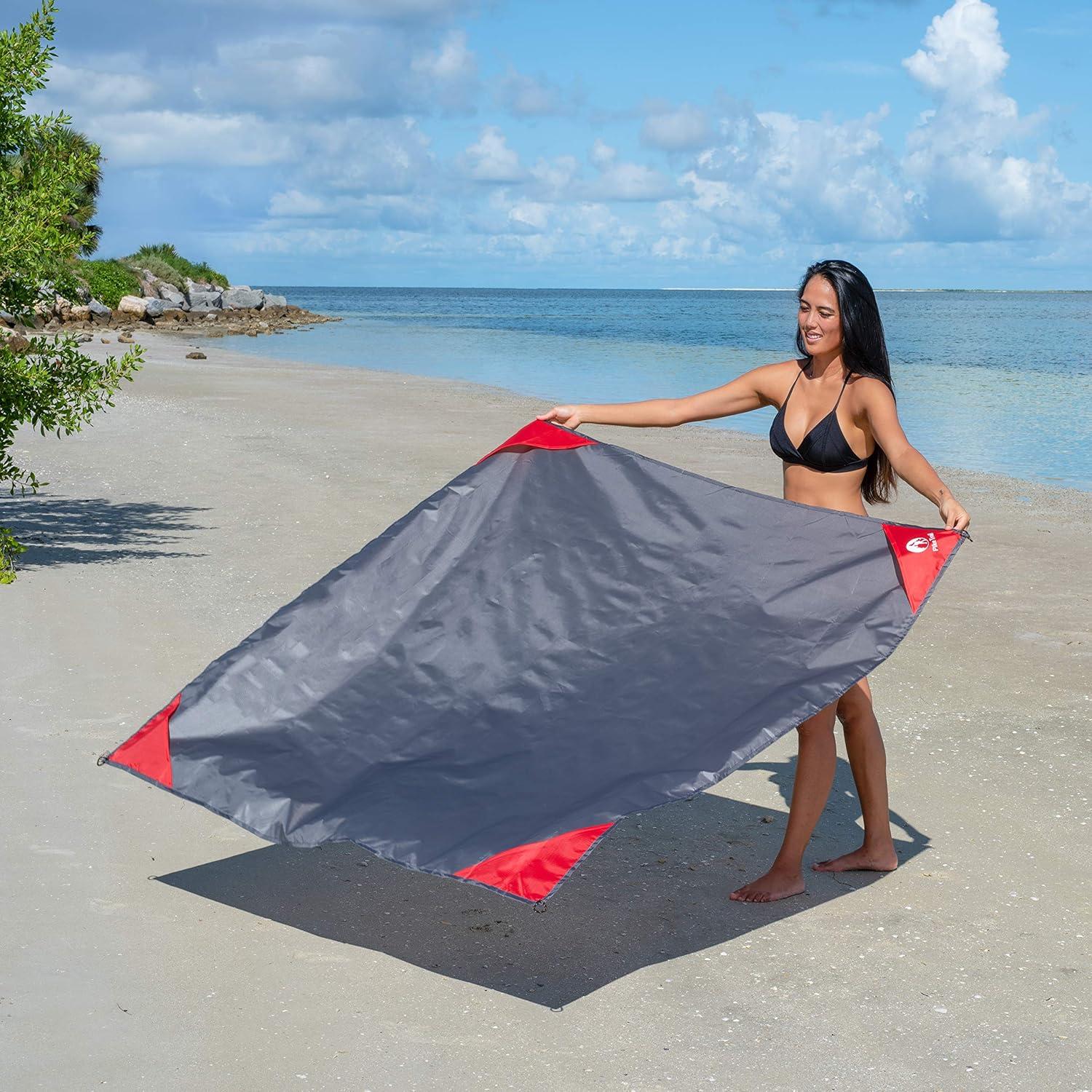 imagePike Trail Pocket Beach Blanket 60 in X 56 in Lightweight Sand Proof Picnic Blankets Compact Outdoor Blankets Waterproof Pocket Blanket for Hiking Camping Picnics Travel and Beach TripsMetallic Blue