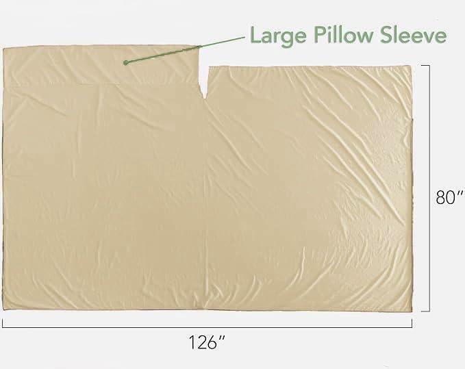 imagePike Trail Sleeping Bag Liner Travel and Camping Sheet Lightweight and Compact Insert with Full Length Zipper and GuaranteeBeach Latte