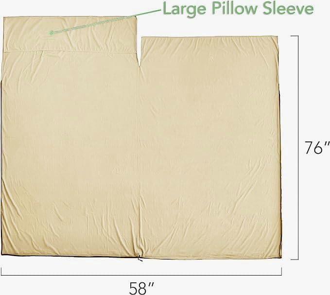 imagePike Trail Sleeping Bag Liner Travel and Camping Sheet Lightweight and Compact Insert with Full Length Zipper and GuaranteeBeach Latte