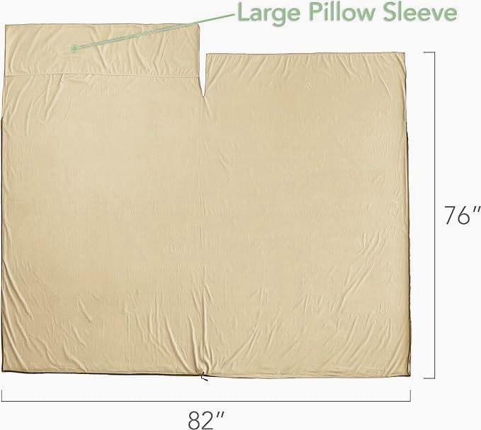 imagePike Trail Sleeping Bag Liner Travel and Camping Sheet Lightweight and Compact Insert with Full Length Zipper and GuaranteeBeach Latte