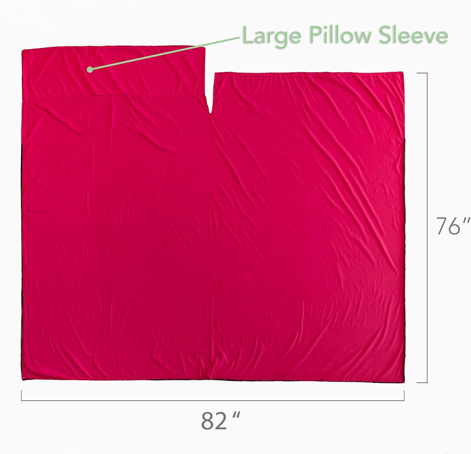 imagePike Trail Sleeping Bag Liner Travel and Camping Sheet Lightweight and Compact Insert with Full Length Zipper and GuaranteeBubble Gum Pink