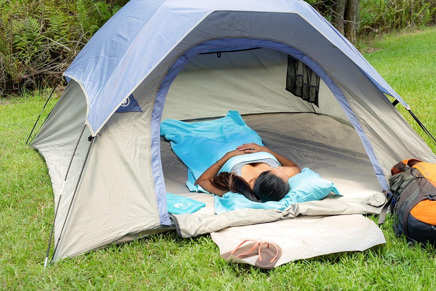 imagePike Trail Sleeping Bag Liner Travel and Camping Sheet Lightweight and Compact Insert with Full Length Zipper and GuaranteeBubble Gum Pink