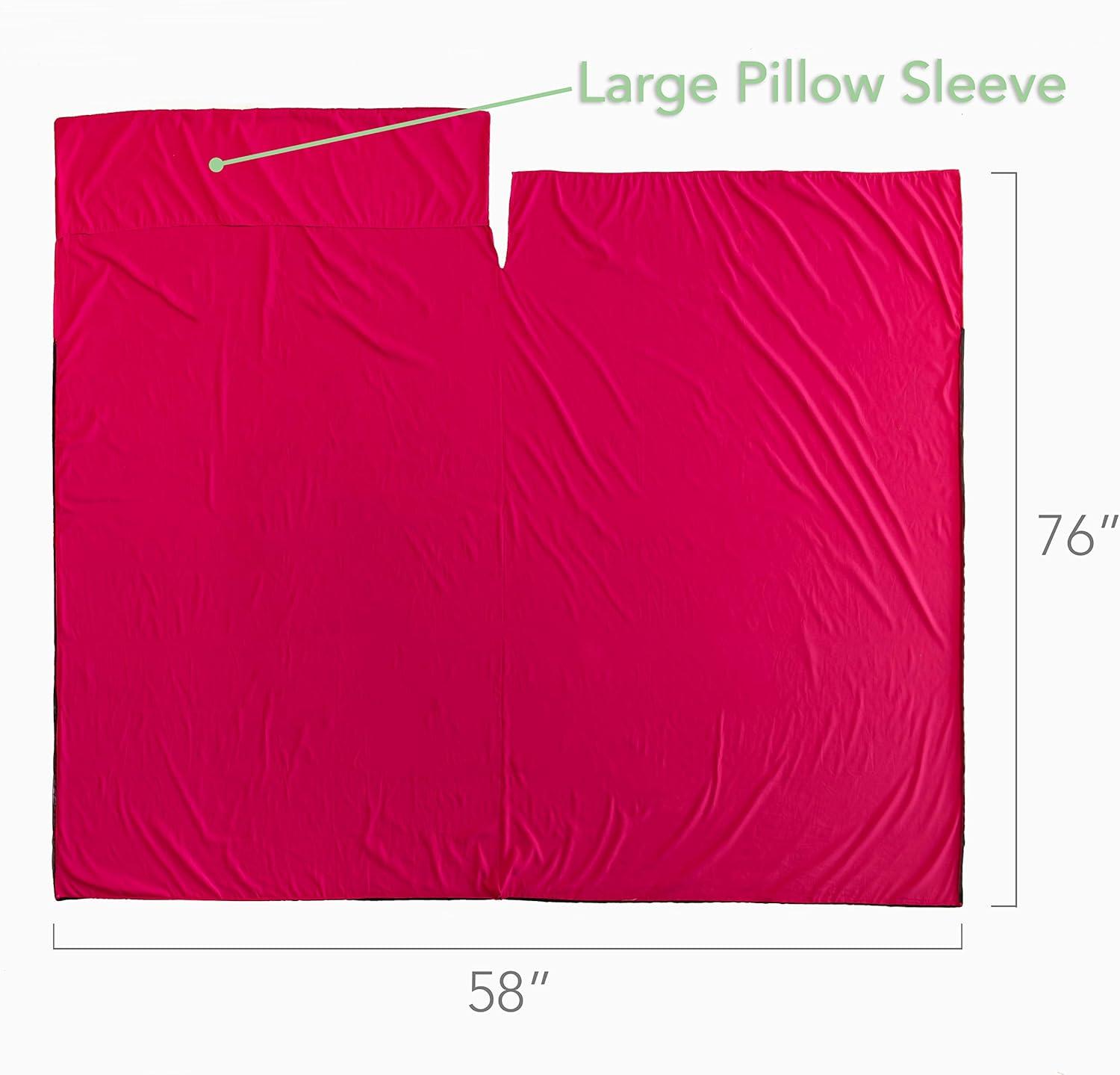 imagePike Trail Sleeping Bag Liner Travel and Camping Sheet Lightweight and Compact Insert with Full Length Zipper and GuaranteeBubble Gum Pink