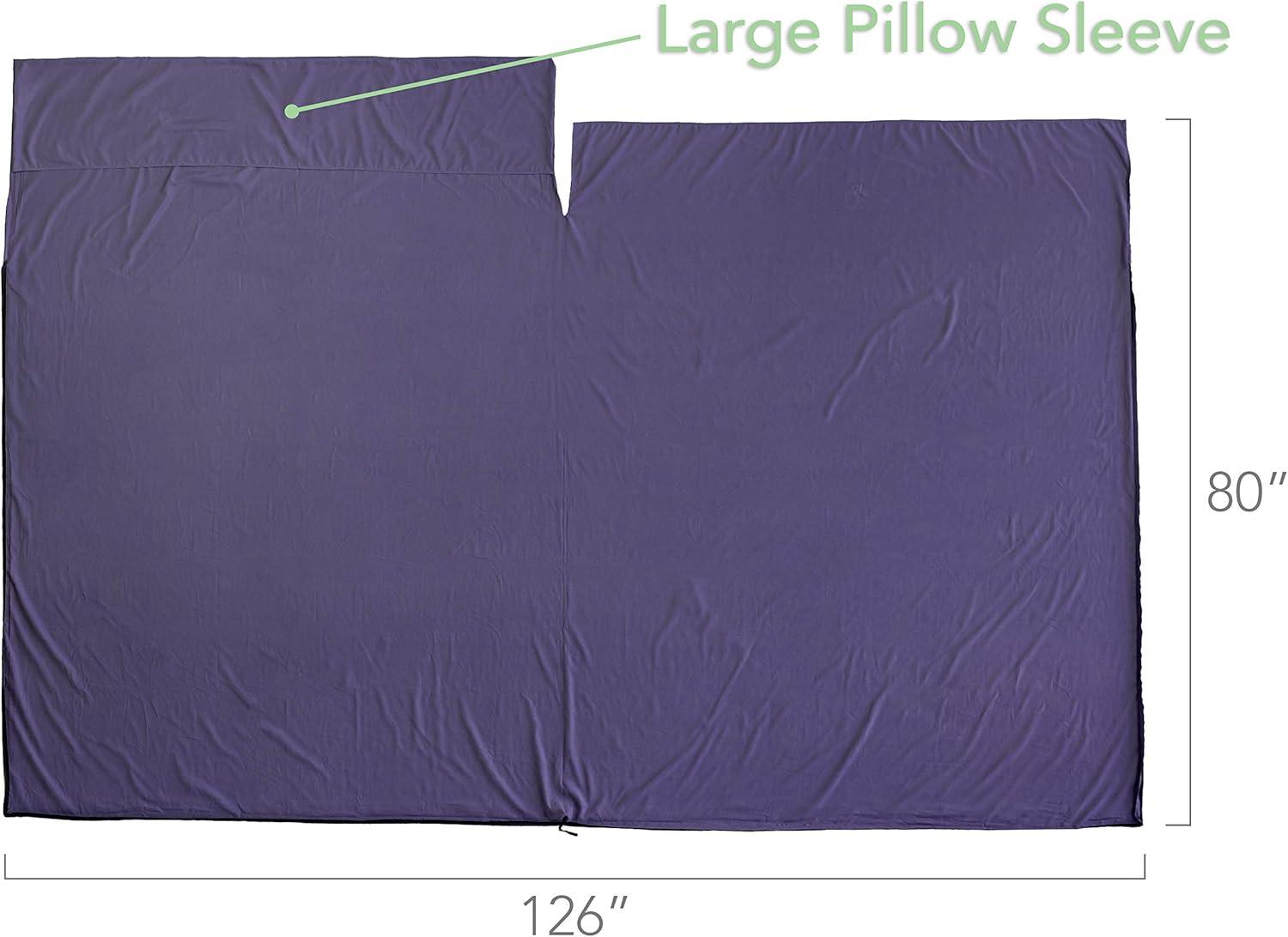 imagePike Trail Sleeping Bag Liner Travel and Camping Sheet Lightweight and Compact Insert with Full Length Zipper and GuaranteeMetallic Lavender