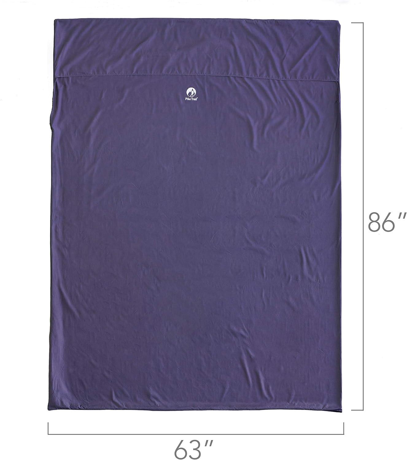 imagePike Trail Sleeping Bag Liner Travel and Camping Sheet Lightweight and Compact Insert with Full Length Zipper and GuaranteeMetallic Lavender
