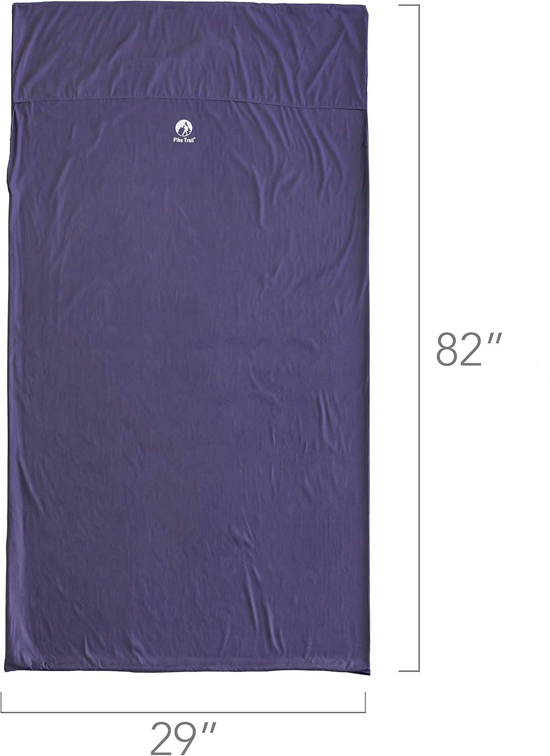 imagePike Trail Sleeping Bag Liner Travel and Camping Sheet Lightweight and Compact Insert with Full Length Zipper and GuaranteeMetallic Lavender
