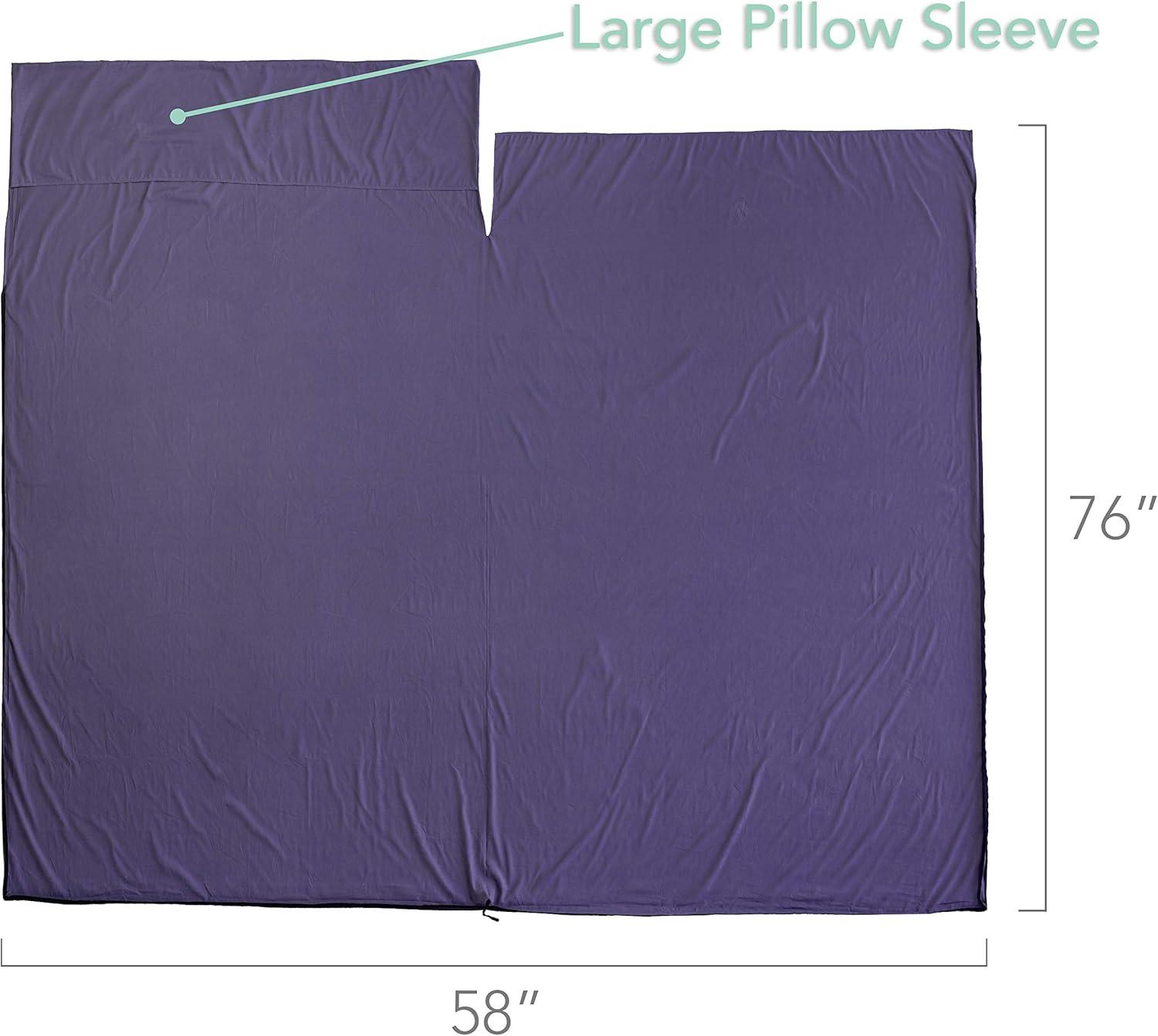 imagePike Trail Sleeping Bag Liner Travel and Camping Sheet Lightweight and Compact Insert with Full Length Zipper and GuaranteeMetallic Lavender