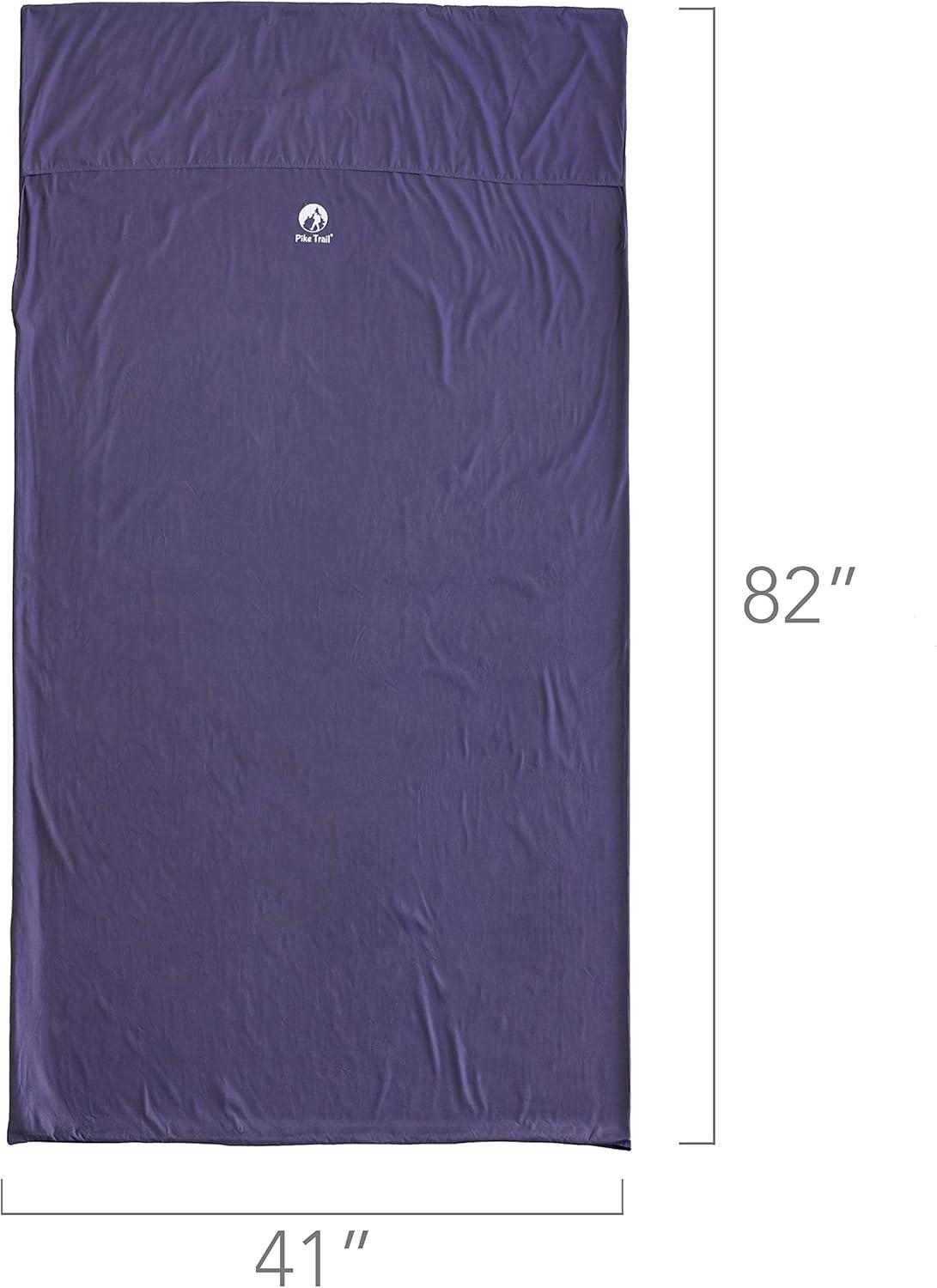 imagePike Trail Sleeping Bag Liner Travel and Camping Sheet Lightweight and Compact Insert with Full Length Zipper and GuaranteeMetallic Lavender