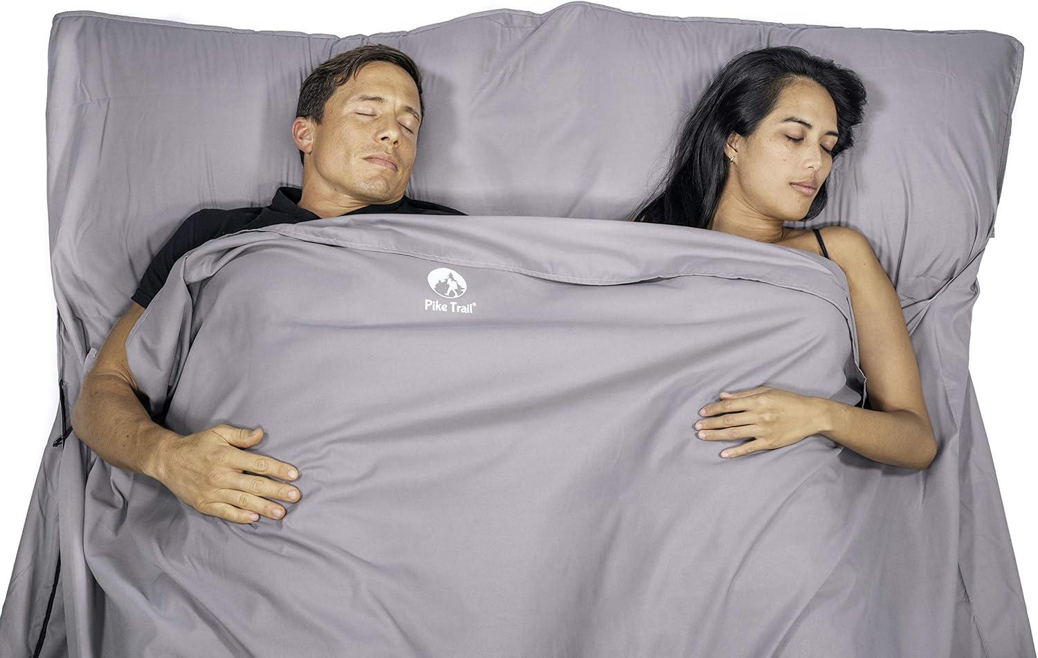 imagePike Trail Sleeping Bag Liner Travel and Camping Sheet Lightweight and Compact Insert with Full Length Zipper and GuaranteeSilver Bullet