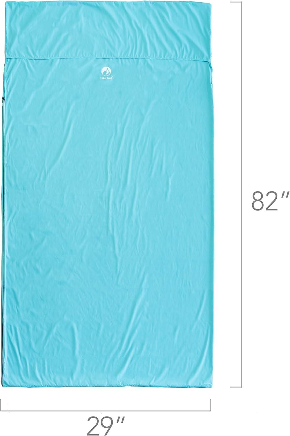 imagePike Trail Sleeping Bag Liner Travel and Camping Sheet Lightweight and Compact Insert with Full Length Zipper and GuaranteeTurquoise Blue