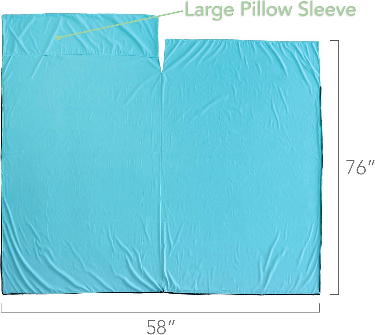 imagePike Trail Sleeping Bag Liner Travel and Camping Sheet Lightweight and Compact Insert with Full Length Zipper and GuaranteeTurquoise Blue