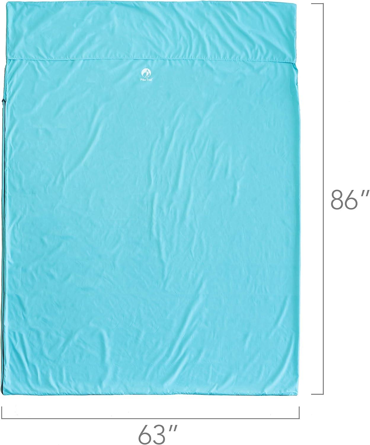 imagePike Trail Sleeping Bag Liner Travel and Camping Sheet Lightweight and Compact Insert with Full Length Zipper and GuaranteeTurquoise Blue