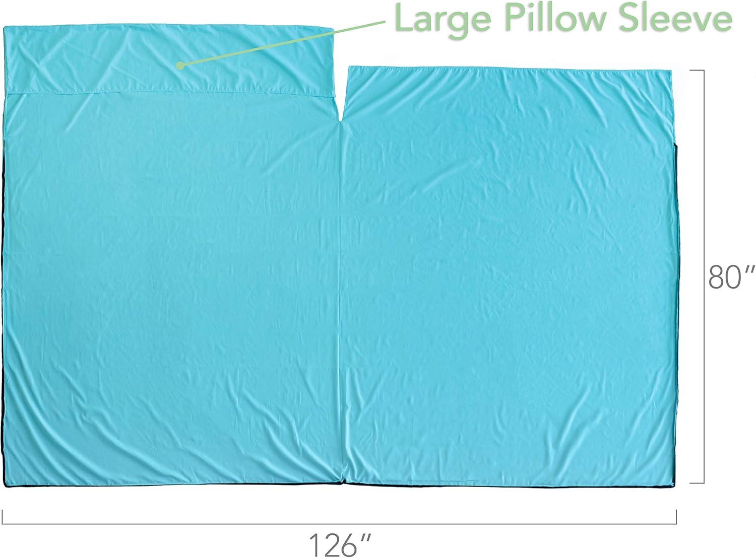imagePike Trail Sleeping Bag Liner Travel and Camping Sheet Lightweight and Compact Insert with Full Length Zipper and GuaranteeTurquoise Blue