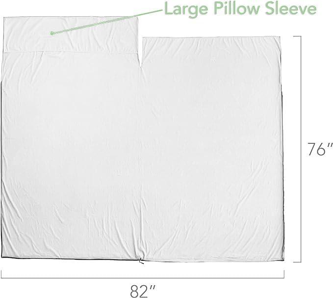 imagePike Trail Sleeping Bag Liner Travel and Camping Sheet Lightweight and Compact Insert with Full Length Zipper and GuaranteeWhite Cloud