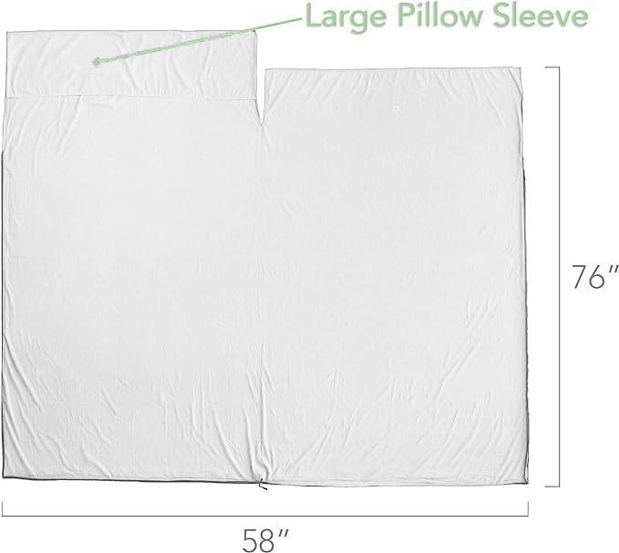 imagePike Trail Sleeping Bag Liner Travel and Camping Sheet Lightweight and Compact Insert with Full Length Zipper and GuaranteeWhite Cloud