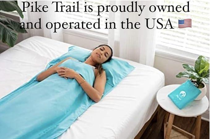 imagePike Trail Sleeping Bag Liner Travel and Camping Sheet Lightweight and Compact Insert with Full Length Zipper and GuaranteeWhite Cloud