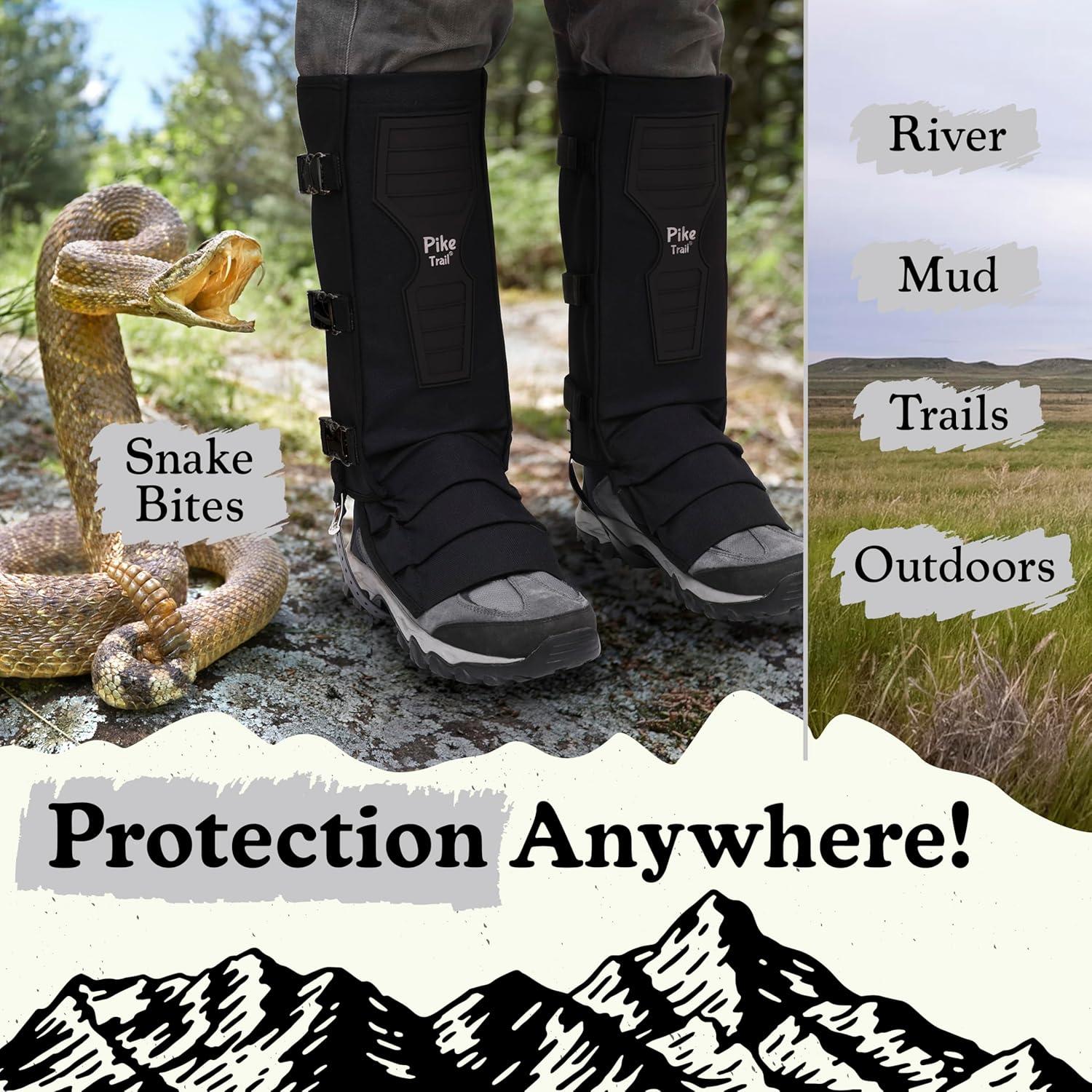 imagePike Trail Snake Leg Gaiters Protection for Hikers and Hunters Waterproof Bite Protective Durable AntiSnake Leg GearBlack