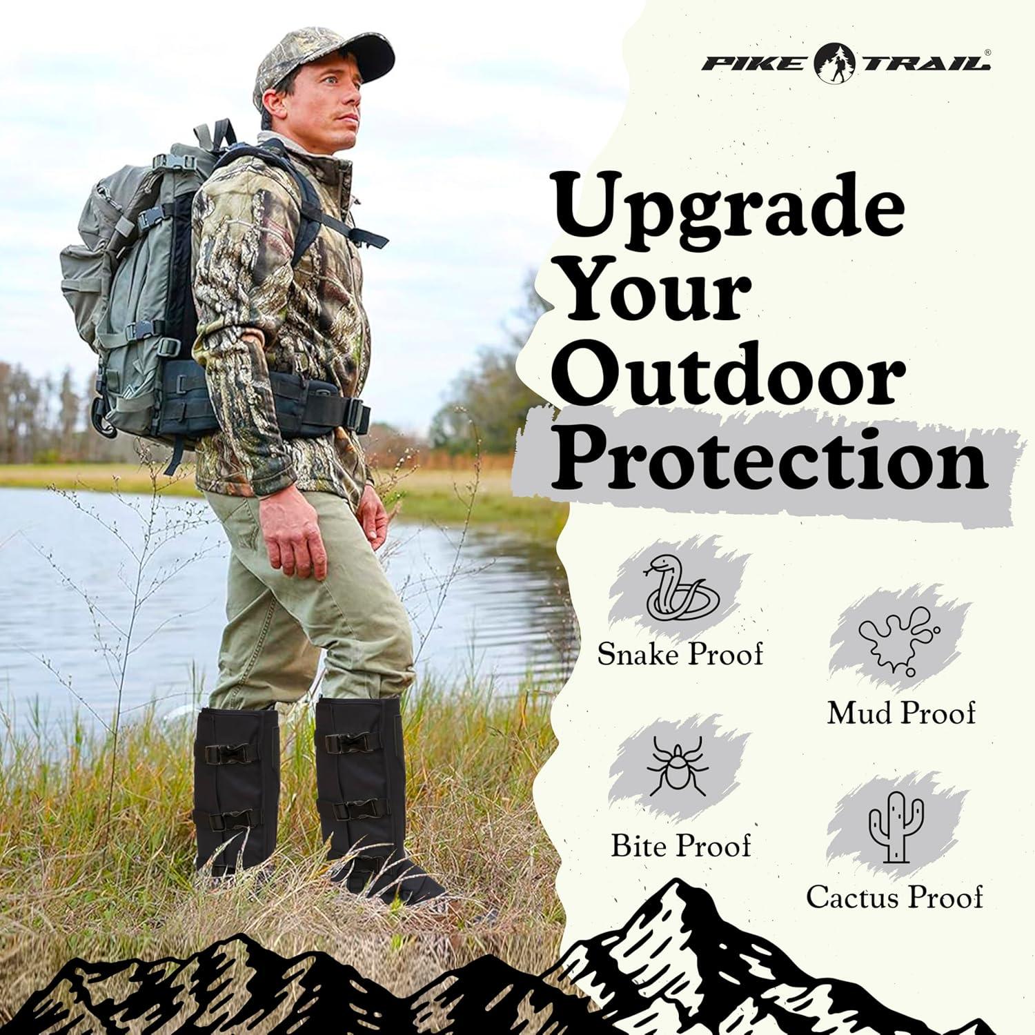 imagePike Trail Snake Leg Gaiters Protection for Hikers and Hunters Waterproof Bite Protective Durable AntiSnake Leg GearCoyote Tan