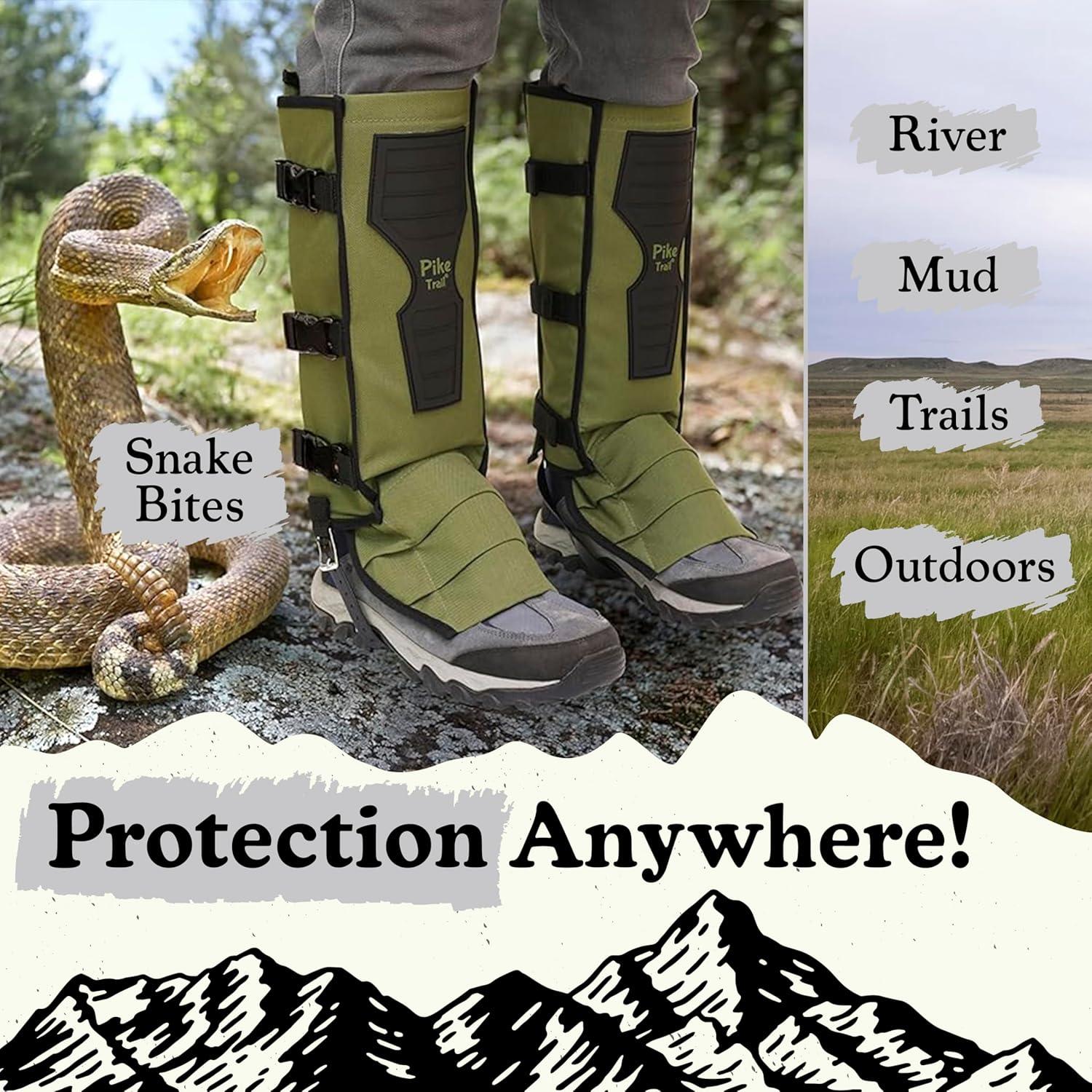 imagePike Trail Snake Leg Gaiters Protection for Hikers and Hunters Waterproof Bite Protective Durable AntiSnake Leg GearOlive Drab
