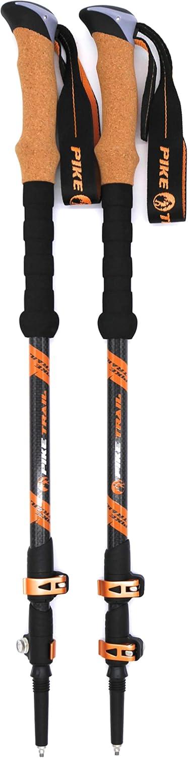 imagePike Trail Trekking Poles Lightweight Carbon Fiber Collapsible Sticks for Walking and Hiking for Men and Women Adjustable Height and Retractable Design Carry Bag and Attachments IncludedCamp Fire