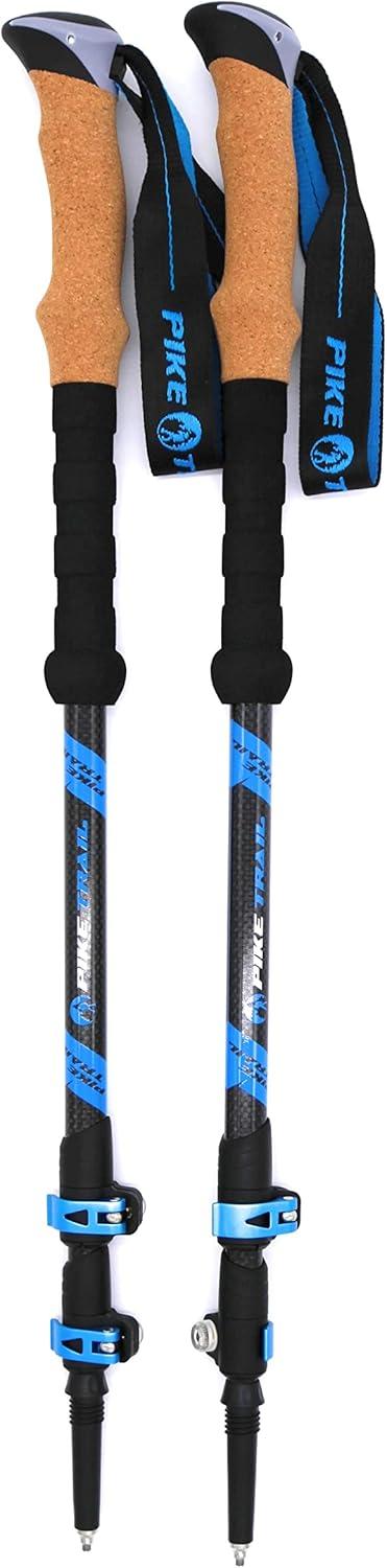 imagePike Trail Trekking Poles Lightweight Carbon Fiber Collapsible Sticks for Walking and Hiking for Men and Women Adjustable Height and Retractable Design Carry Bag and Attachments IncludedMidnight Blue