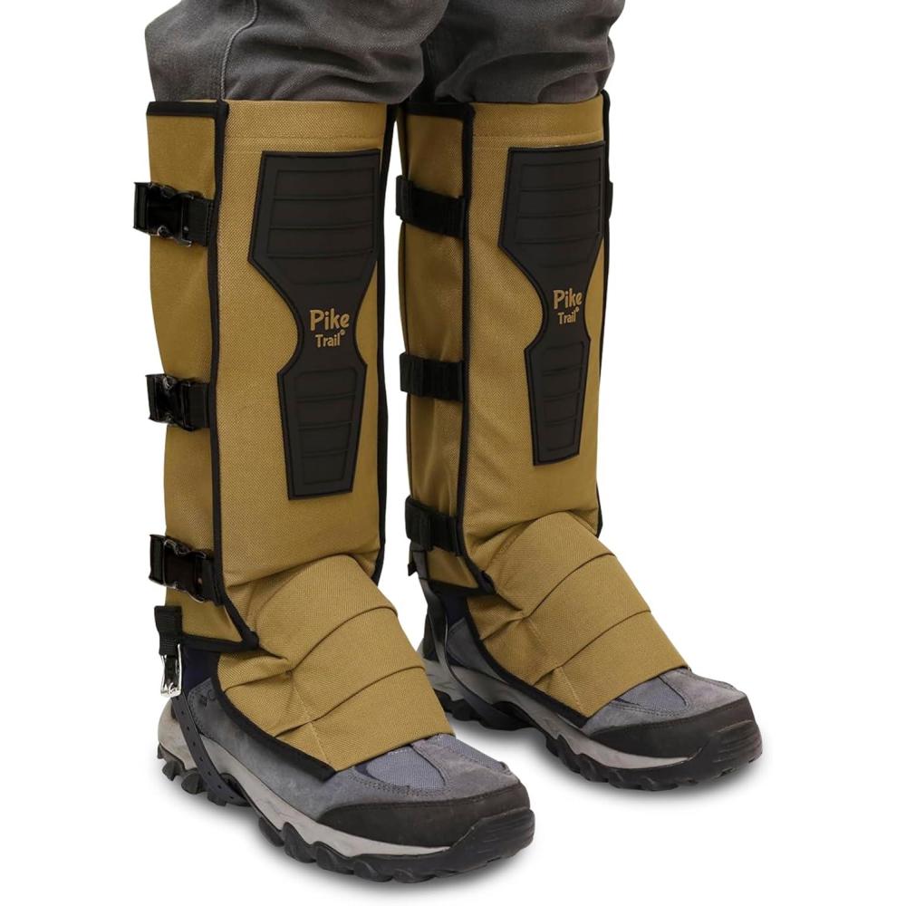 imagePike Trail Snake Leg Gaiters Protection for Hikers and Hunters Waterproof Bite Protective Durable AntiSnake Leg GearCoyote Tan