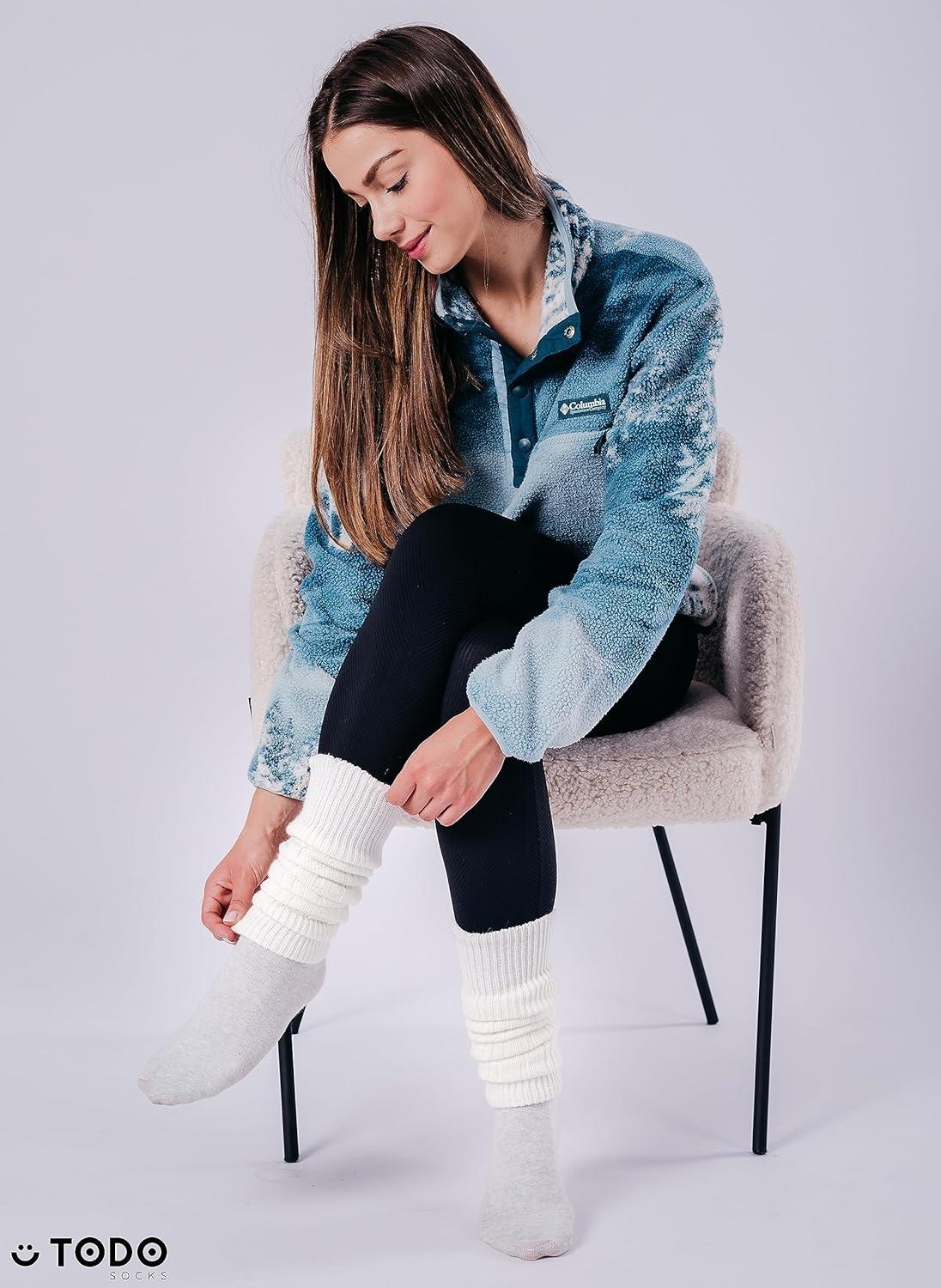 imageTODO Jambires Gutres Femme en Laine douces souples pour lhiver quand il fait froidBlanc