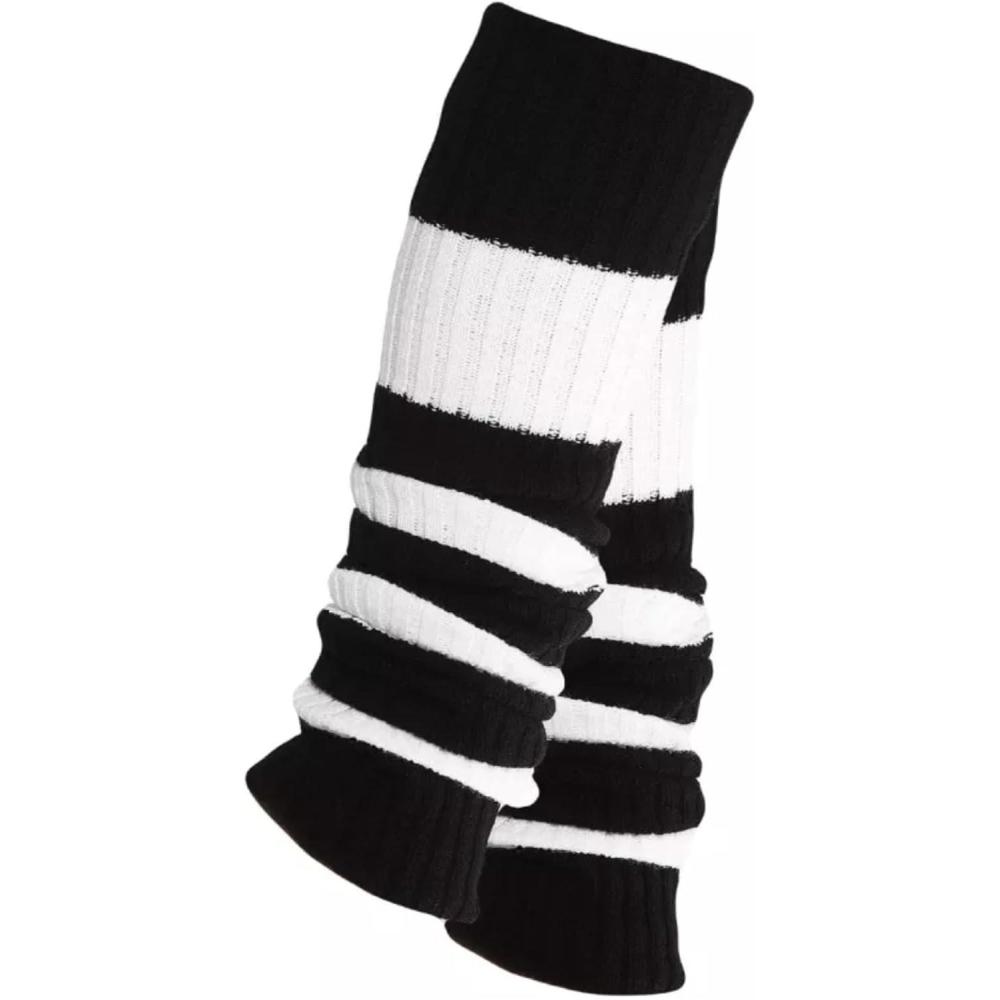 imageTODO Jambires Gutres Femme en Laine  douces souples  pour lhiver quand il fait froidNoir et blanc  Jambires longues