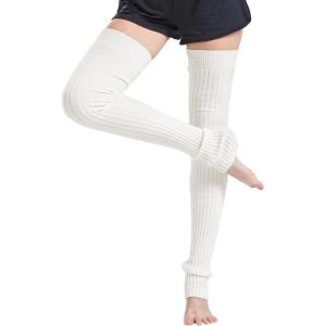 Nanxson Femme Jambière Guêtres Genouillères Tricotés Stocking d&rsquo;Hiver Chaudes de Yoga Fitness Danse(Blanc)