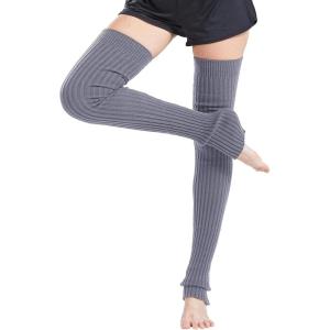 Nanxson Femme Jambière Guêtres Genouillères Tricotés Stocking d&rsquo;Hiver Chaudes de Yoga Fitness Danse(Gris)