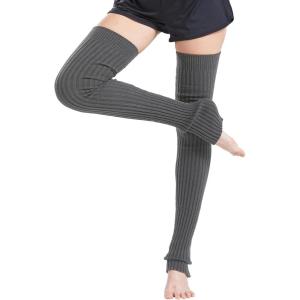Nanxson Femme Jambière Guêtres Genouillères Tricotés Stocking d&rsquo;Hiver Chaudes de Yoga Fitness Danse(Gris Foncé)