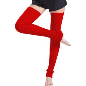 Nanxson Femme Jambière Guêtres Genouillères Tricotés Stocking d&rsquo;Hiver Chaudes de Yoga Fitness Danse(Rouge)