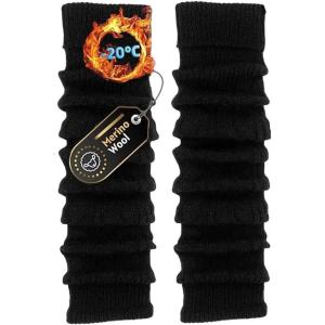 TODO Jambières Guêtres Femme en Laine – douces, souples – pour l&rsquo;hiver quand il fait froid.(Noir)