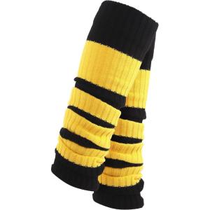 TODO Jambières Guêtres Femme en Laine – douces, souples – pour l&rsquo;hiver quand il fait froid.(Noir et jaune – Jambières longues)